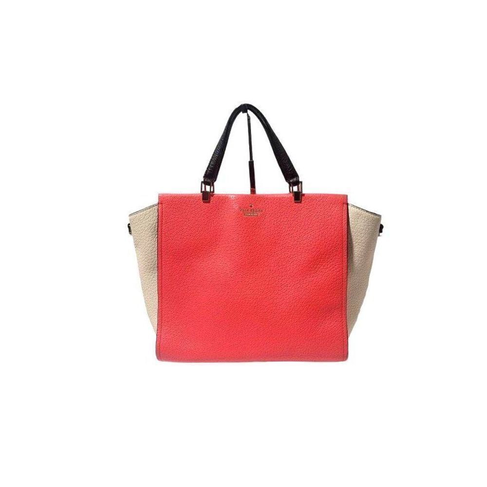 Kate Spade New York Neon Coral, Beige, & Black Colorblock Leather Shoulder Handb